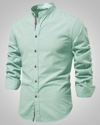 Herren Stehkragen Slim Fit Casual Hemd