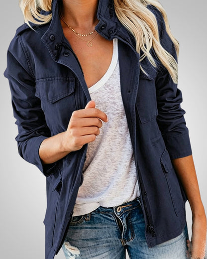 Adeline | Damen Lässiger Herbstjacke mit Taschen