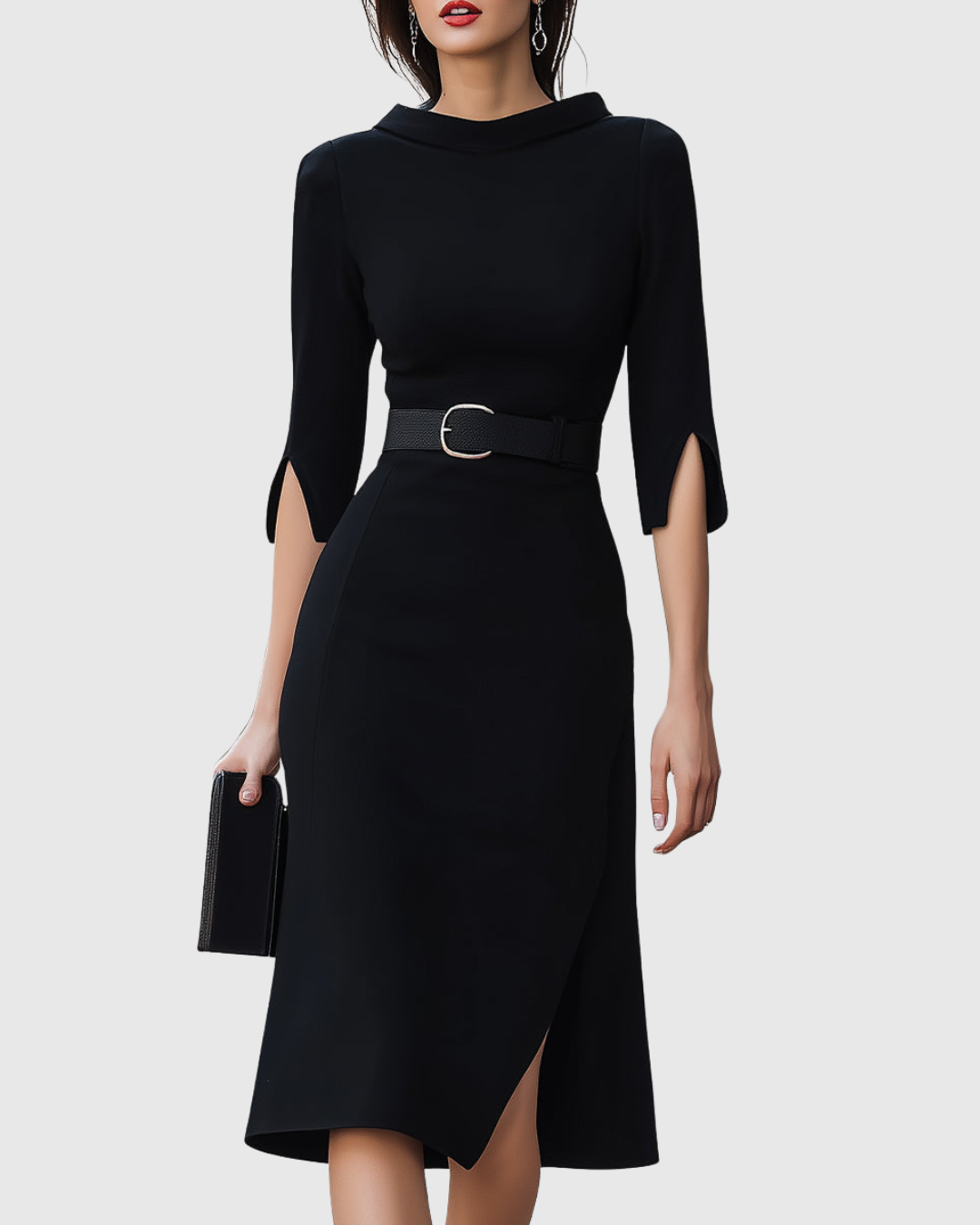 Victoria | Damen Elegant Asymmetrisches Midi Kleid
