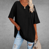 Mia | Damen Oversized V-Ausschnitt Hemd