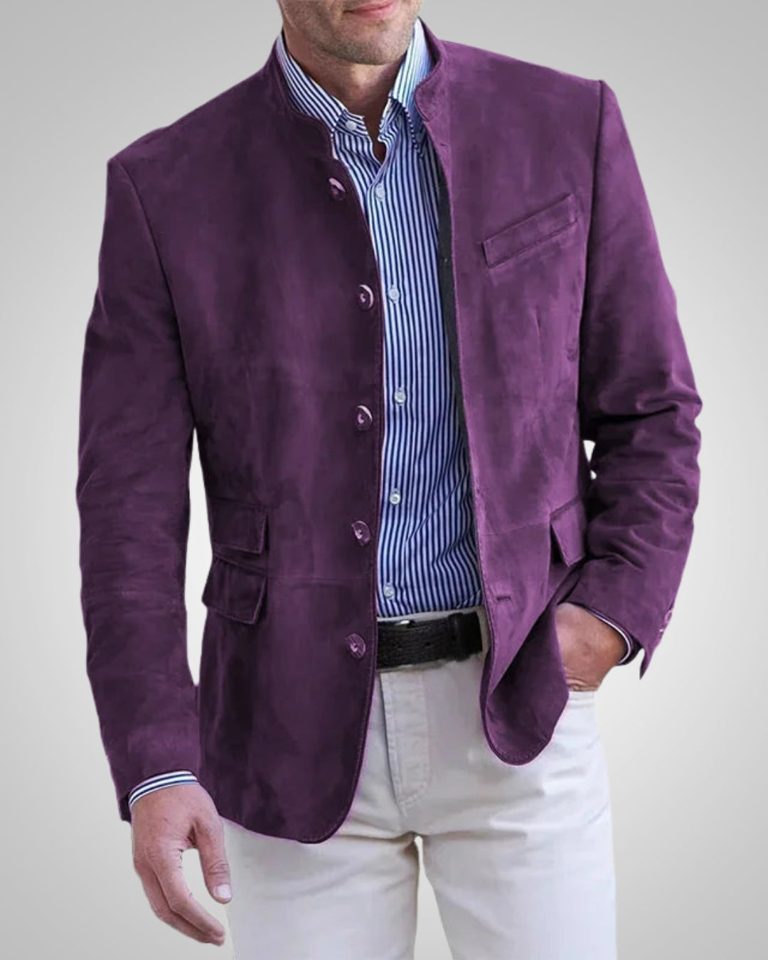 Paulex | Herren Klassischer Stehkragen Blazer