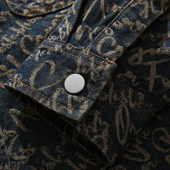 Sascha | Herren Klassischer Gedruckt Jeansjacke