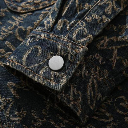Sascha | Herren Klassischer Gedruckt Jeansjacke