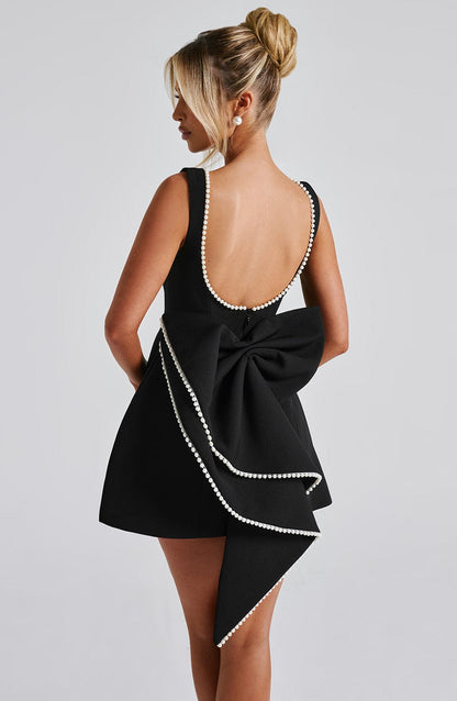 Madeleine | Damen Elegantes Mini Hochzeitsgast Kleid mit Schleife