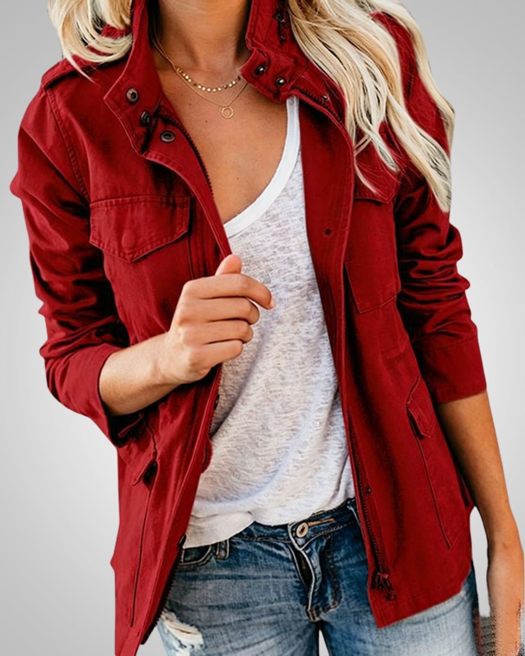 Adeline | Damen Lässiger Herbstjacke mit Taschen