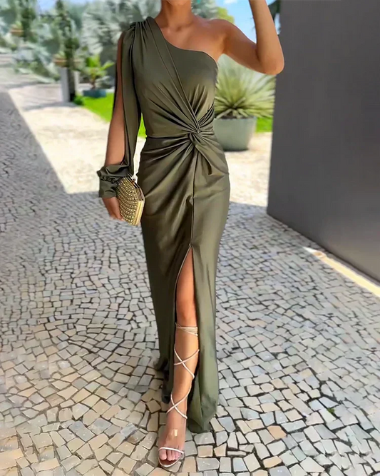 Jessica | Damen Elegant Hoher Schlitz Hochzeitsgastkleid