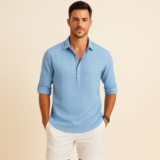 Christopher | Herren Klassisches Langen Ärmeln Henley Poloshirt