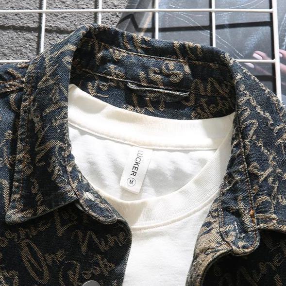 Sascha | Herren Klassischer Gedruckt Jeansjacke