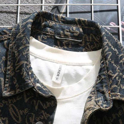 Sascha | Herren Klassischer Gedruckt Jeansjacke