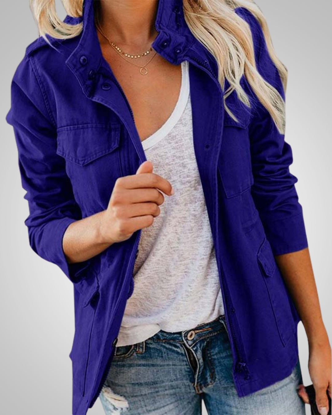 Adeline | Damen Lässiger Herbstjacke mit Taschen