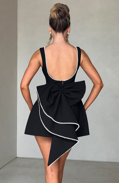 Madeleine | Damen Elegantes Mini Hochzeitsgast Kleid mit Schleife