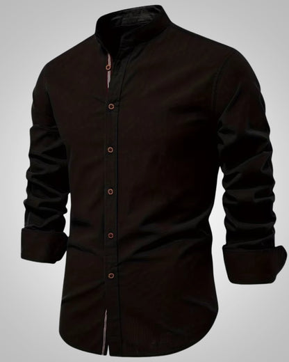 Herren Stehkragen Slim Fit Casual Hemd