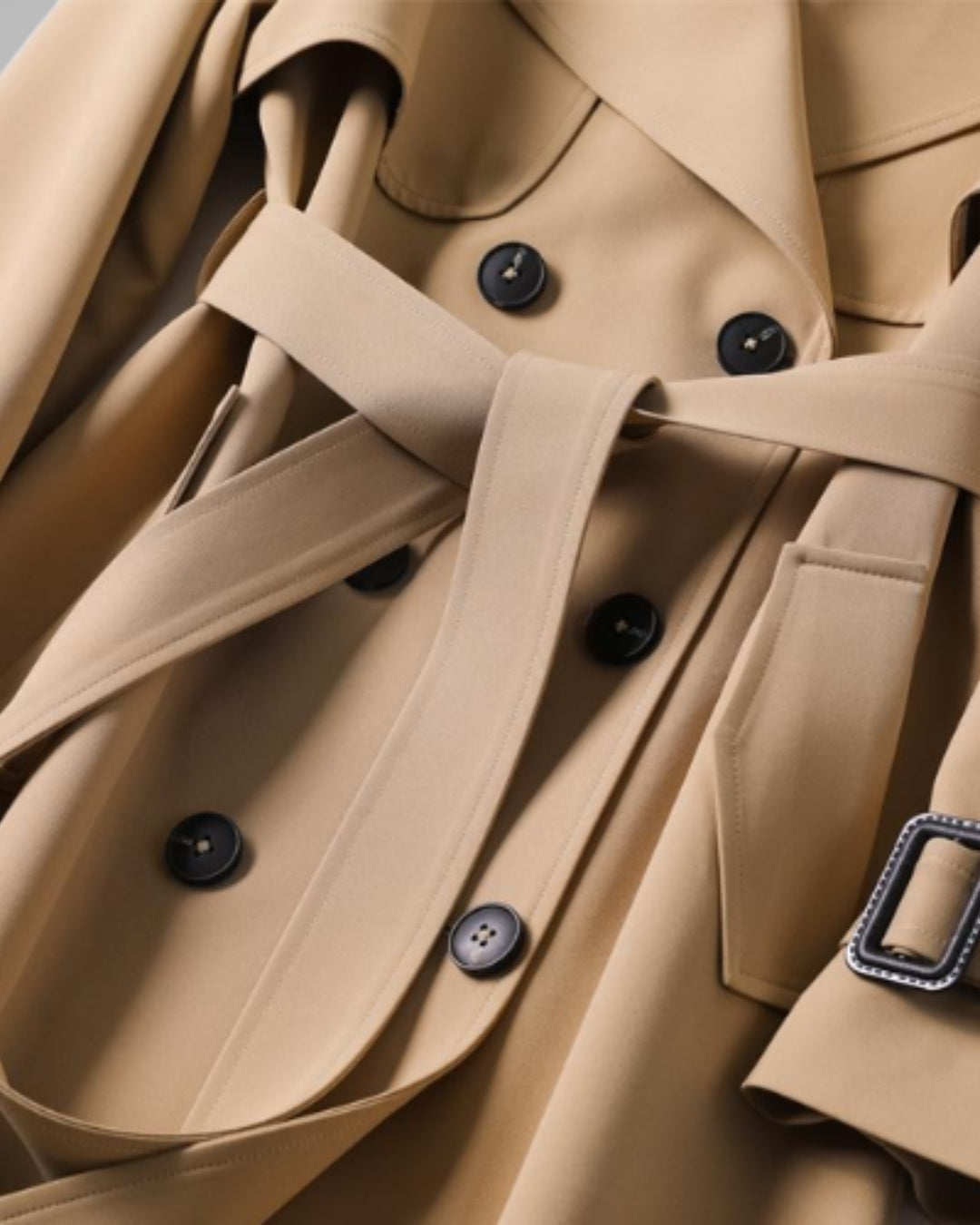 Sandra | Damen Klassischer Bindegürtel Trenchcoat