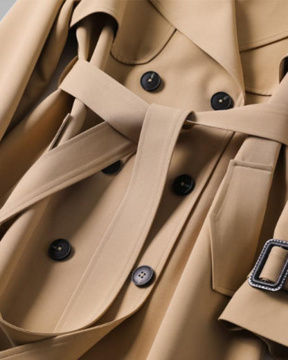 Sandra | Damen Klassischer Bindegürtel Trenchcoat