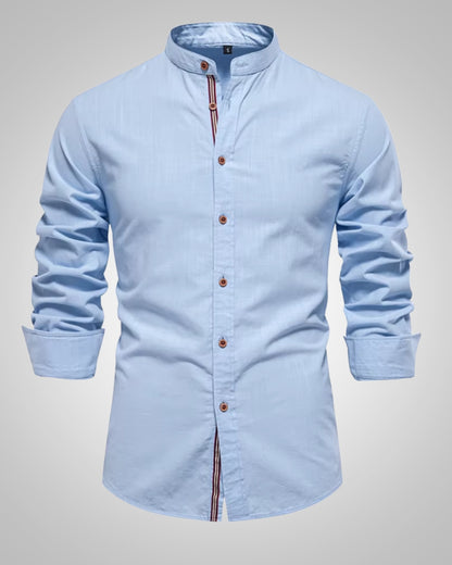 Herren Stehkragen Slim Fit Casual Hemd