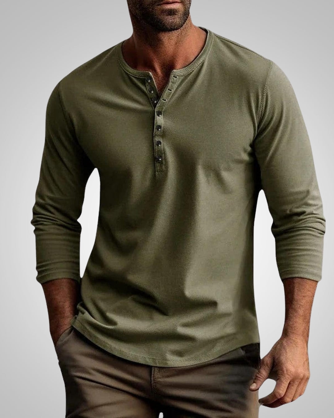 Stephen | Herren Slim Fit Henley Longsleeve T-Shirt
