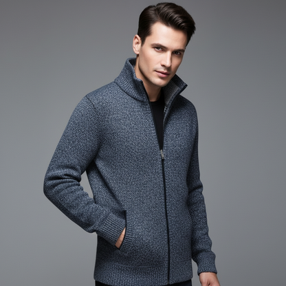 Wolfgang | Herren Bequem Fleece Strickjacke
