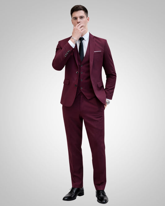 Simon | Herren Slim Fit Dreiteiliger Hochzeitsanzug