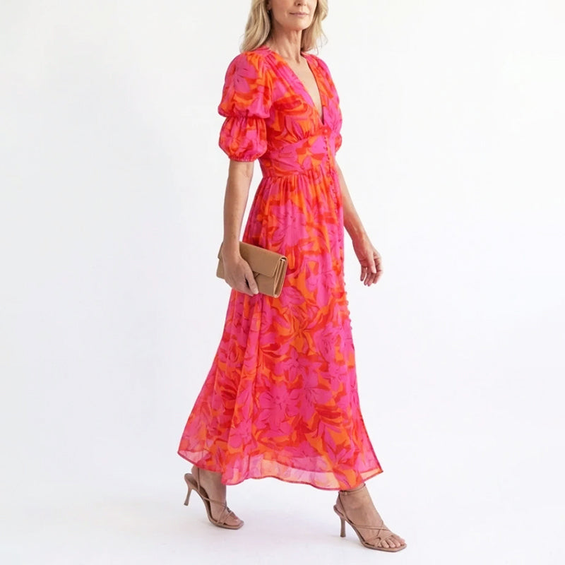 Lisa | Damen Elegantes geblümtes Sommerkleid