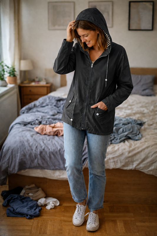 Ute | Damen Kapuze Reißverschluss Regenjacke