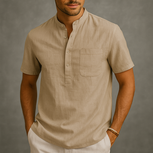 Herren Henley Poloshirt mit Knopfleiste und Relaxed Fit