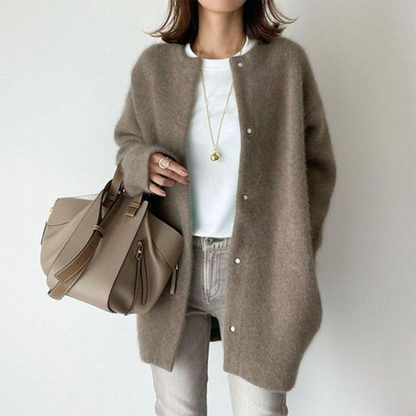 Katharina | Damen Klassischer Durchgehende Strickjacke