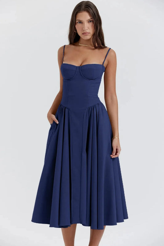 Damen A-Linie Midi Hochzeitsgast Kleid