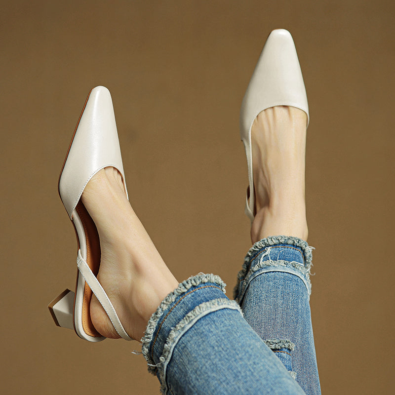 Lara | Damen Casual Leder Absatzschuhe