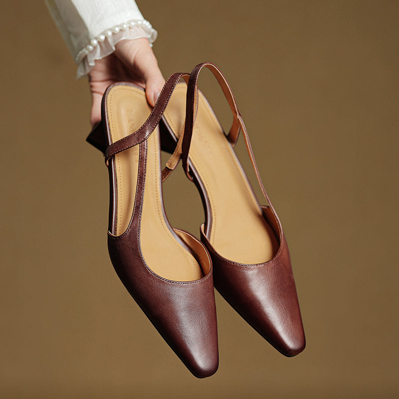 Lara | Damen Casual Leder Absatzschuhe