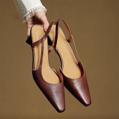 Lara | Damen Casual Leder Absatzschuhe