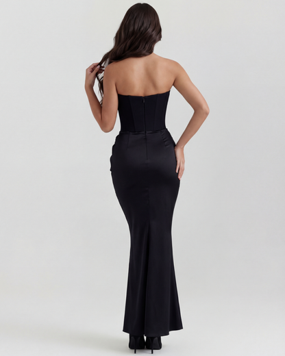 Michelle | Damen Glamouröses Satin Korsett Abendkleid