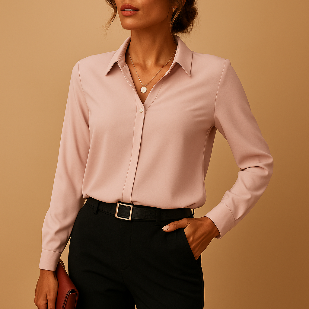 Damen Elegantes V-Ausschnitt Langarm Bluse