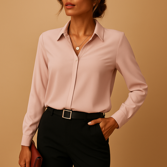 Damen Elegantes V-Ausschnitt Langarm Bluse