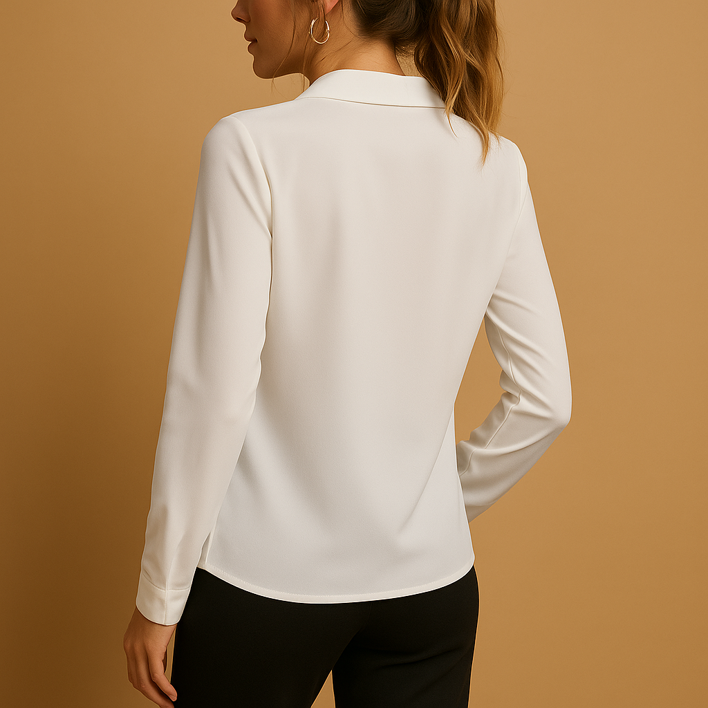 Damen Elegantes V-Ausschnitt Langarm Bluse