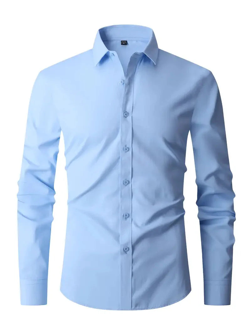Herren Sommer Slim Fit Knopfleiste Hemd