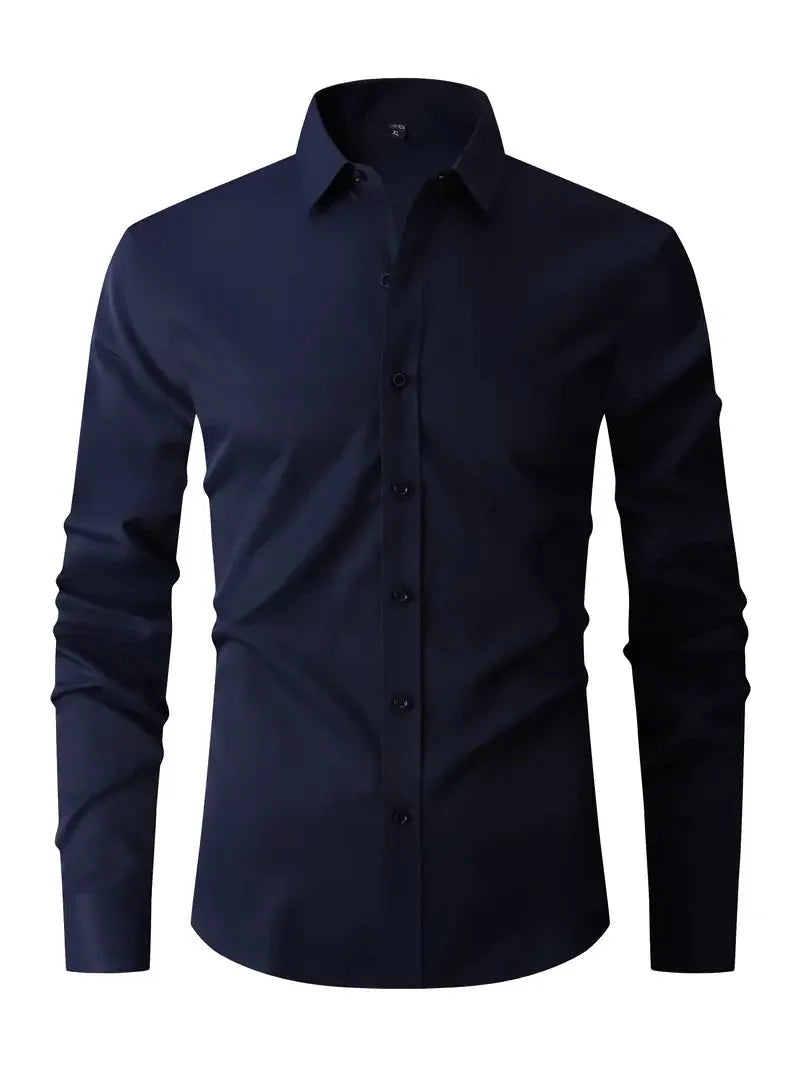 Herren Sommer Slim Fit Knopfleiste Hemd