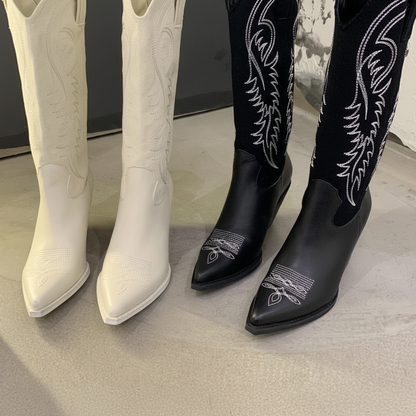 Greta | Damen Klassiker Kniehohe Cowboystiefel