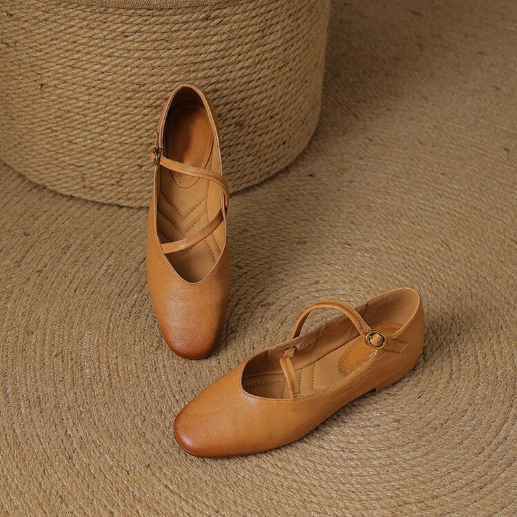 Helga | Damen Klassiker Leder Ballerinas