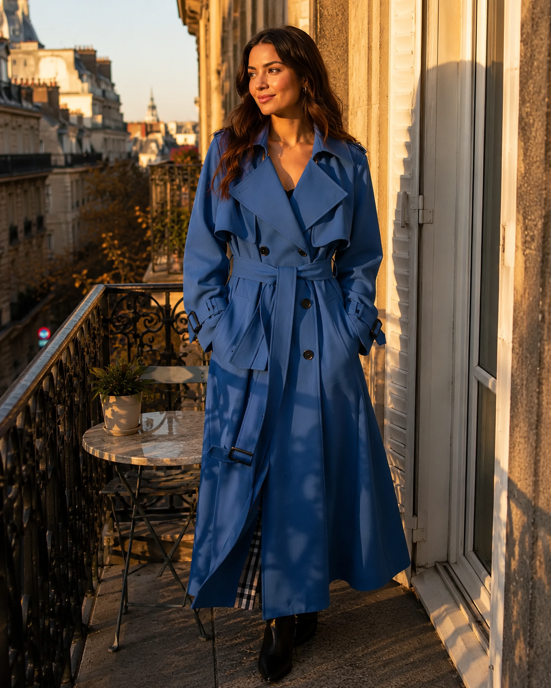 Sandra | Damen Klassischer Bindegürtel Trenchcoat