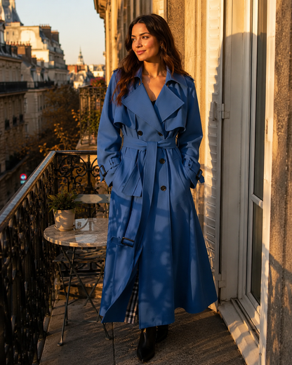Sandra | Damen Klassischer Bindegürtel Trenchcoat