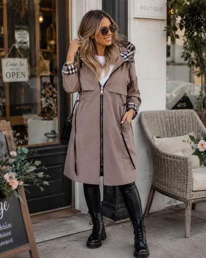 Nadine | Damen Lässig Kapuzen Trenchcoat