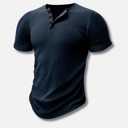 Herren Muscle Fit Kurzarm Henley T-Shirt