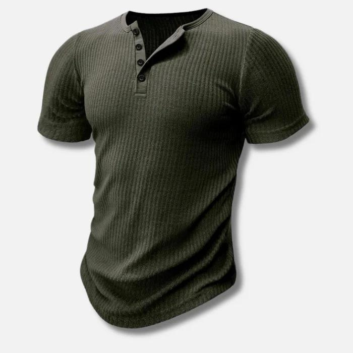 Herren Muscle Fit Kurzarm Henley T-Shirt