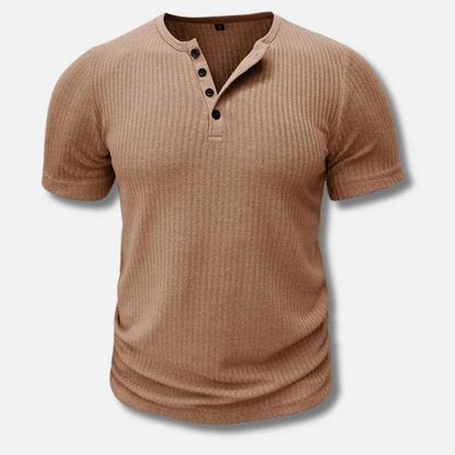 Herren Muscle Fit Kurzarm Henley T-Shirt