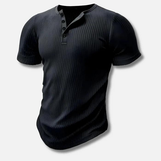 Herren Muscle Fit Kurzarm Henley T-Shirt