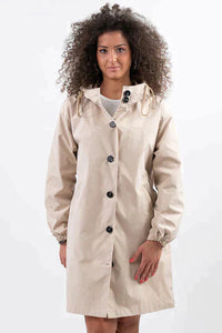 Wiebke | Damen Lässig Knopfverschluss Lange Regenjacke