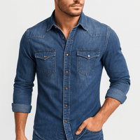 Alexander | Herren Klassischer Hemdkragen Jeanshemd