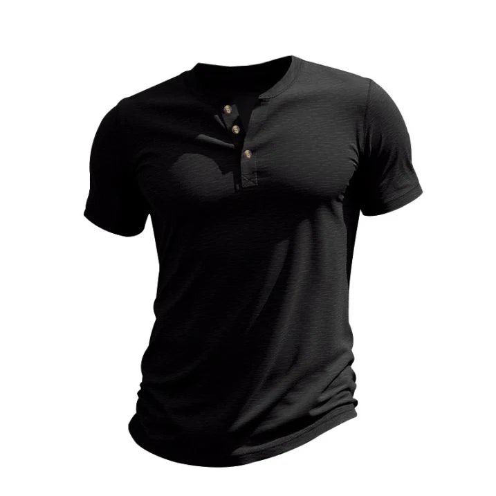 Herren Sommer Slim Fit Henley T-shirt