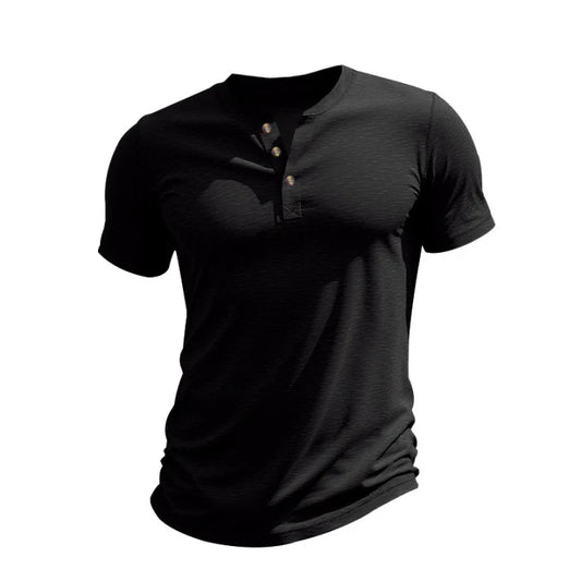 Herren Sommer Slim Fit Henley T-shirt