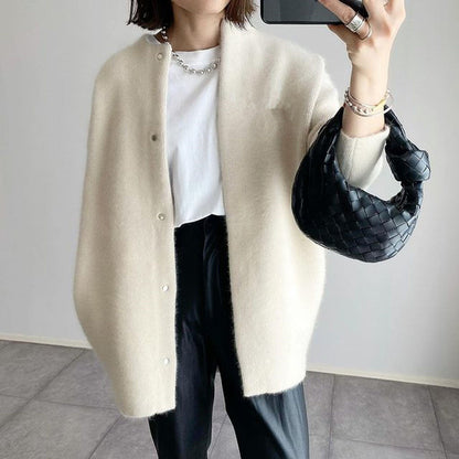 Katharina | Damen Klassischer Durchgehende Strickjacke